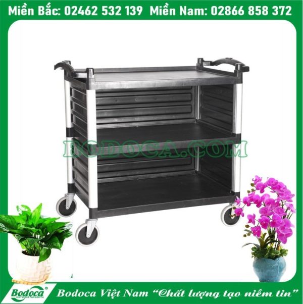 Xe đẩy phục vụ thức ăn 3 tầng nhựa chính hãng