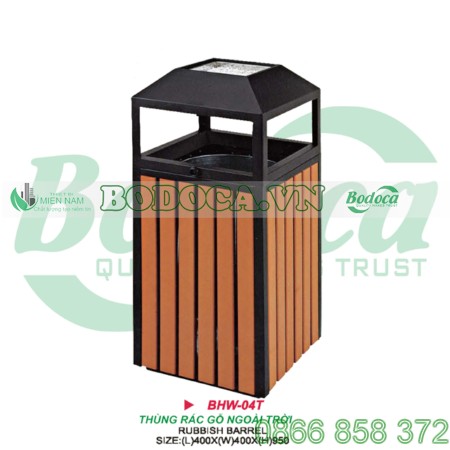 thung-rac-ngoai-troi-go-bodoca-BHW-04T Thùng rác giả gỗ ngoài trời hình vuông